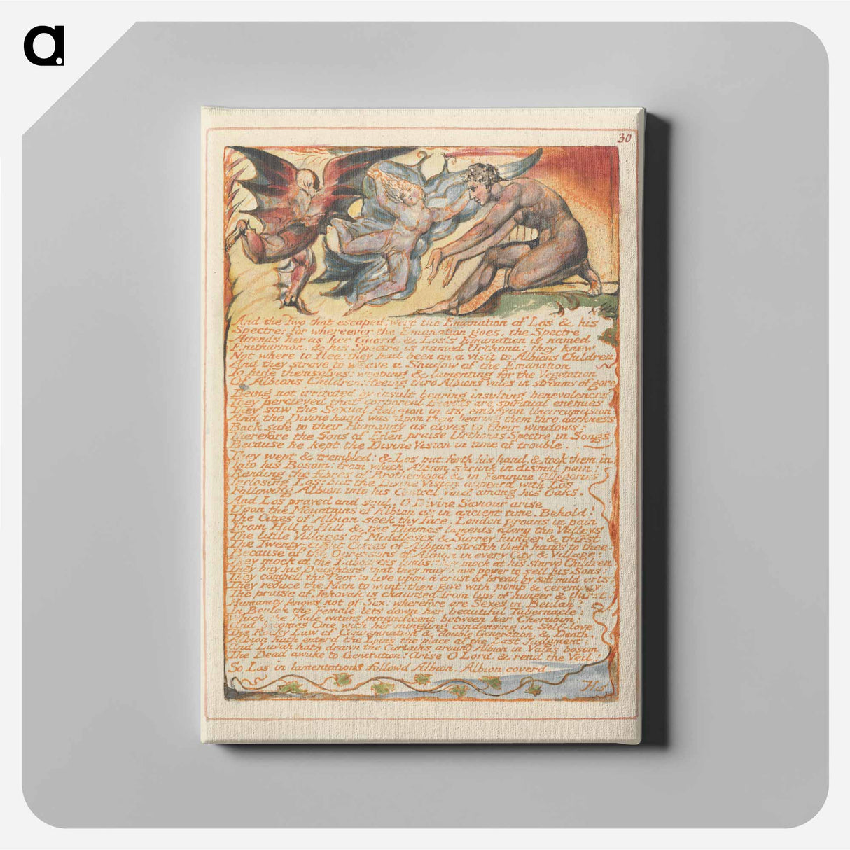 Jerusalem, Plate 30, "And the Two that escaped...." - William Blake Canvas.