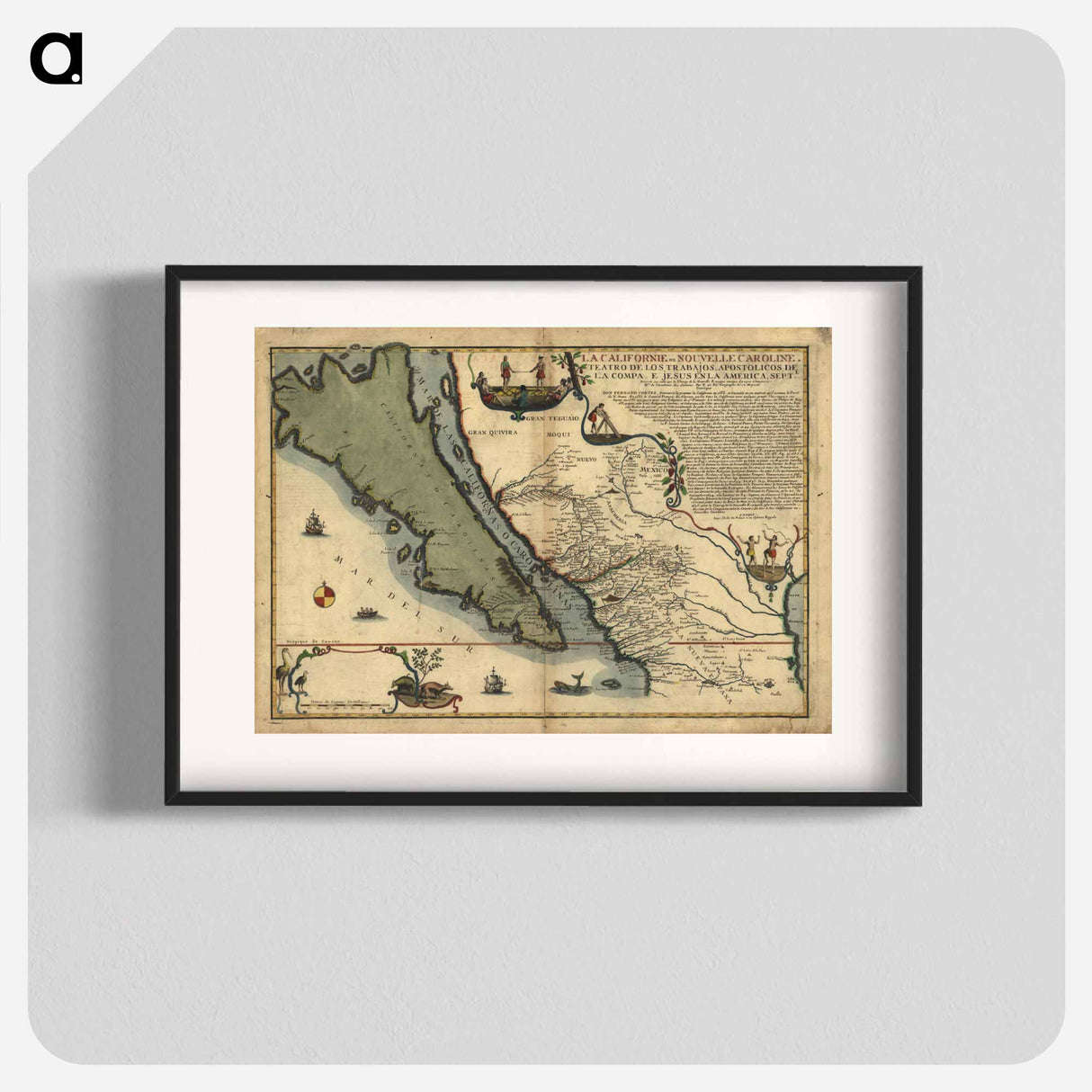 La Californie ou Nouvelle Caroline - アンティーク地図 Poster.