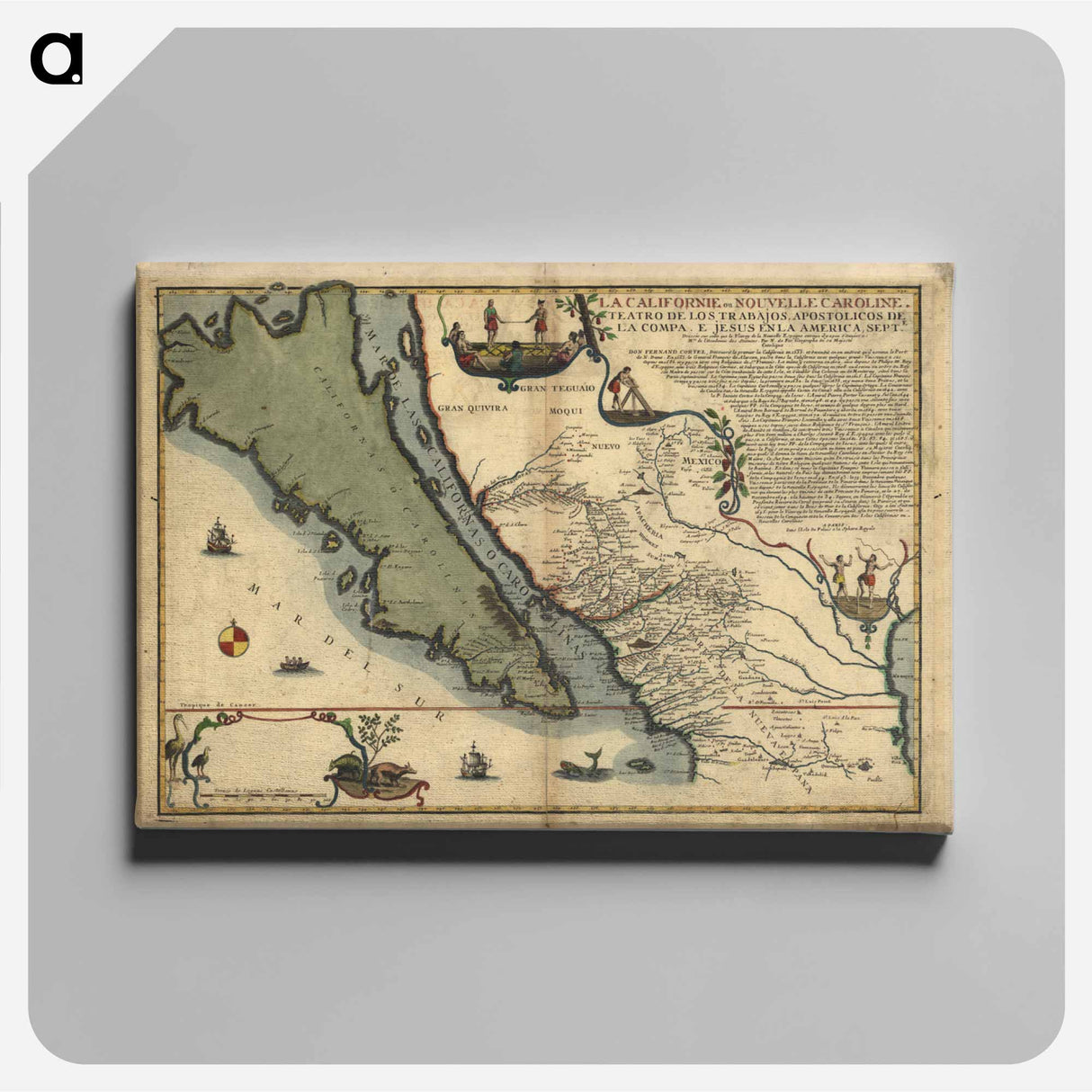 La Californie ou Nouvelle Caroline - アンティーク地図 Canvas.