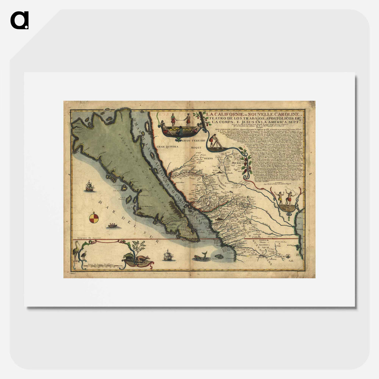 La Californie ou Nouvelle Caroline - アンティーク地図 Poster.
