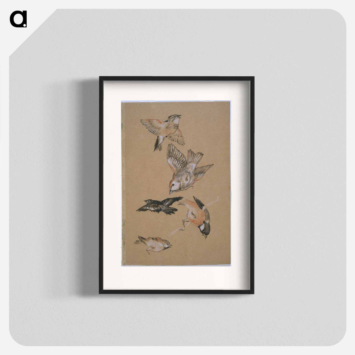 Love leading the Pilgrim - Study of Birds: Finches - エドワード バーン ジョーンズ Poster.