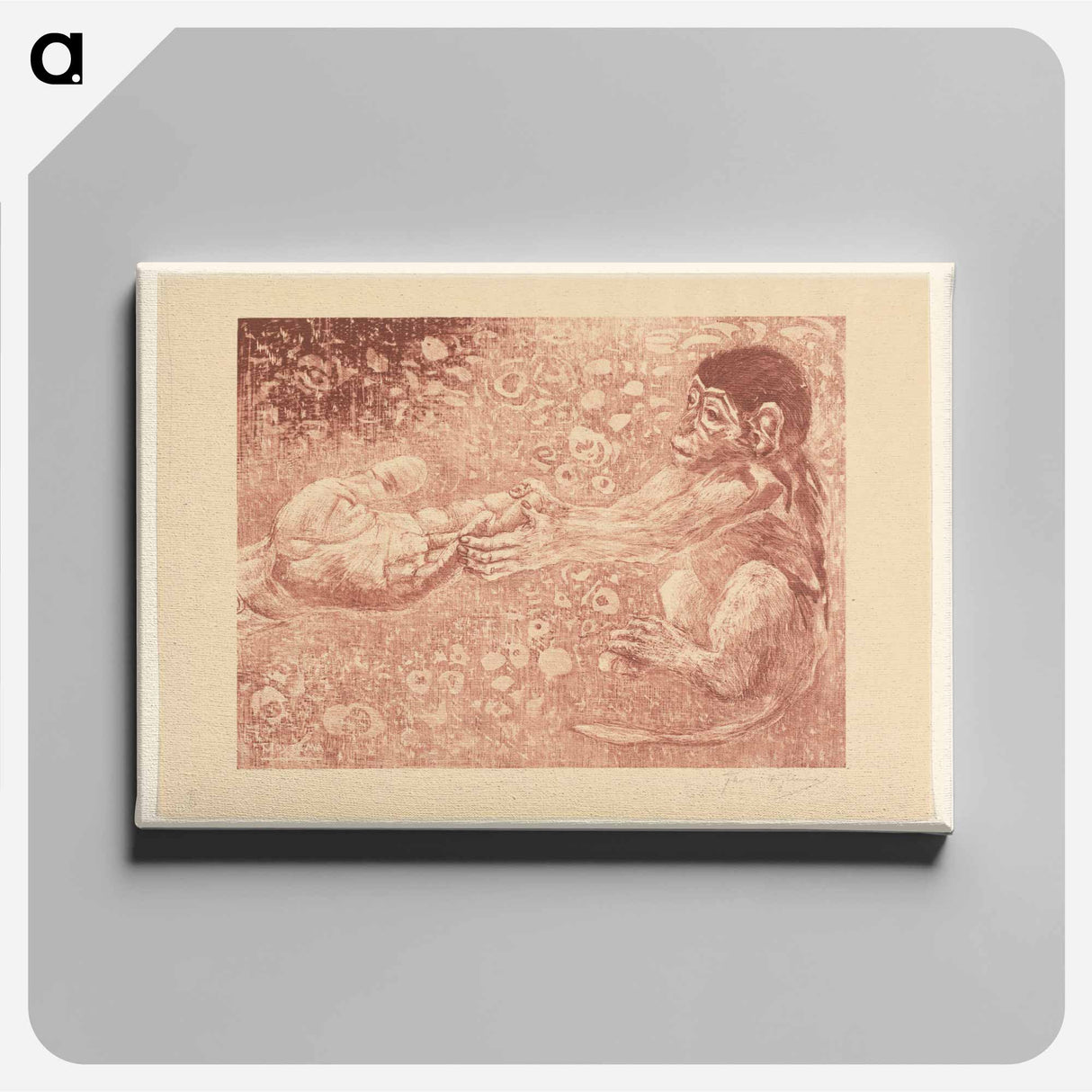 Aap die een toegestoken hand pakt - Theo van Hoytema Canvas.