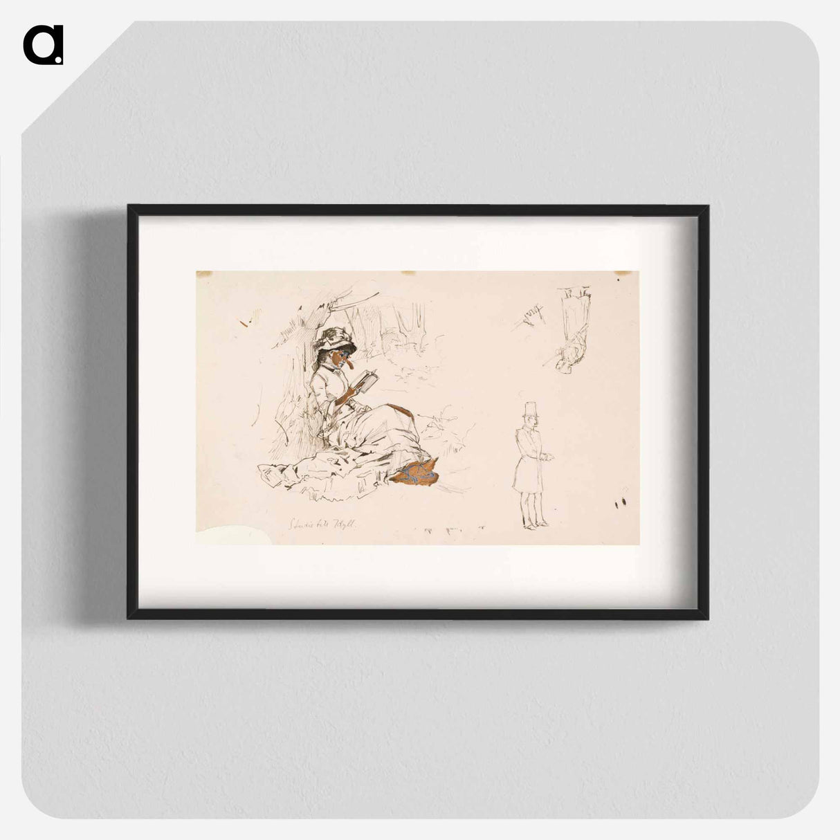 Istuva nainen, harjoitelma teokseen koivujen alla sekä joitakin pikkuharjoitelmia - アルバート エーデルフェルト Poster.