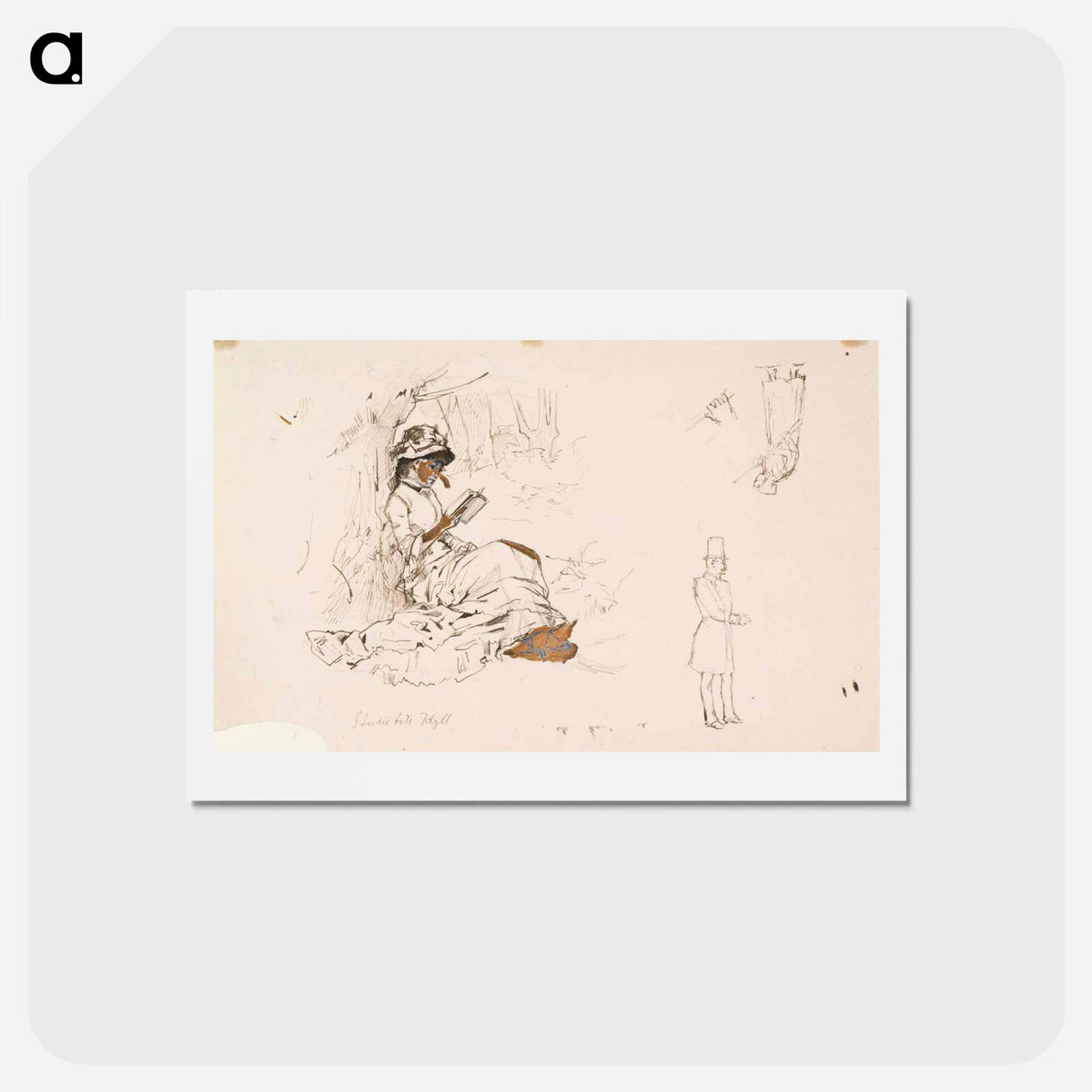 Istuva nainen, harjoitelma teokseen koivujen alla sekä joitakin pikkuharjoitelmia - アルバート エーデルフェルト Postcard.