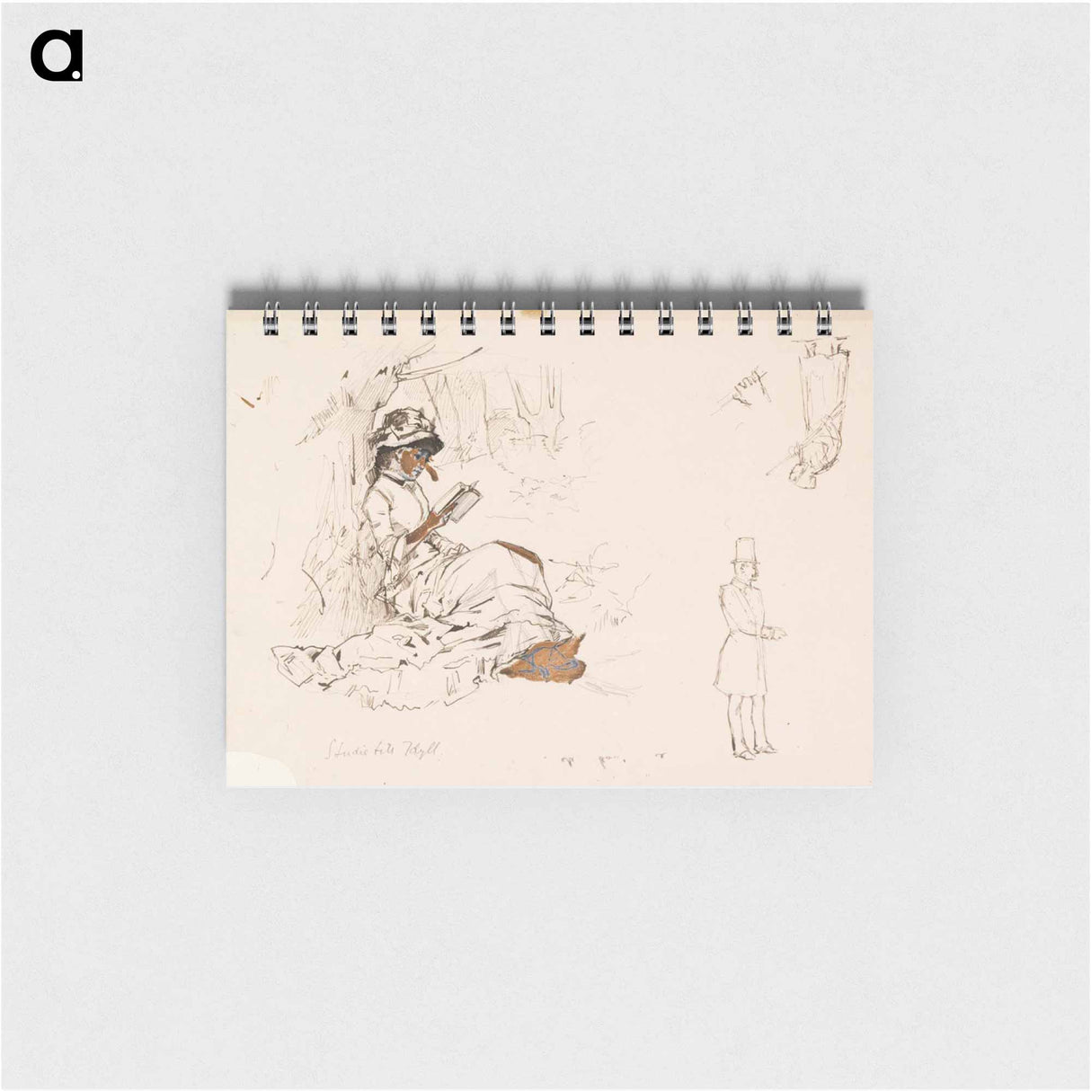 Istuva nainen, harjoitelma teokseen koivujen alla sekä joitakin pikkuharjoitelmia - アルバート エーデルフェルト Memo.