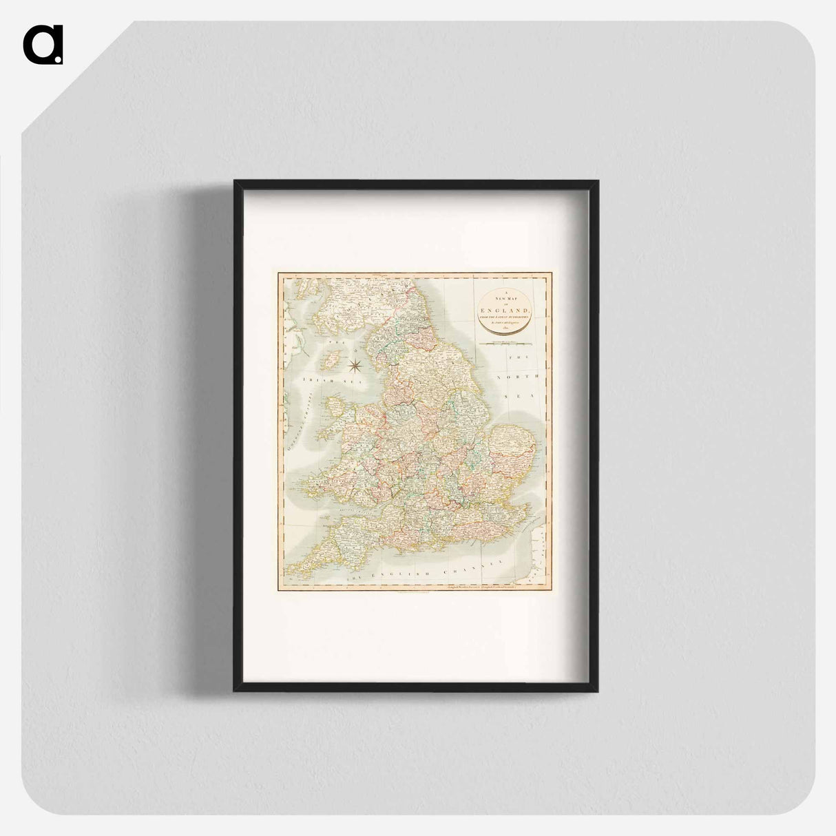 A new map of England - アンティーク地図 Poster.