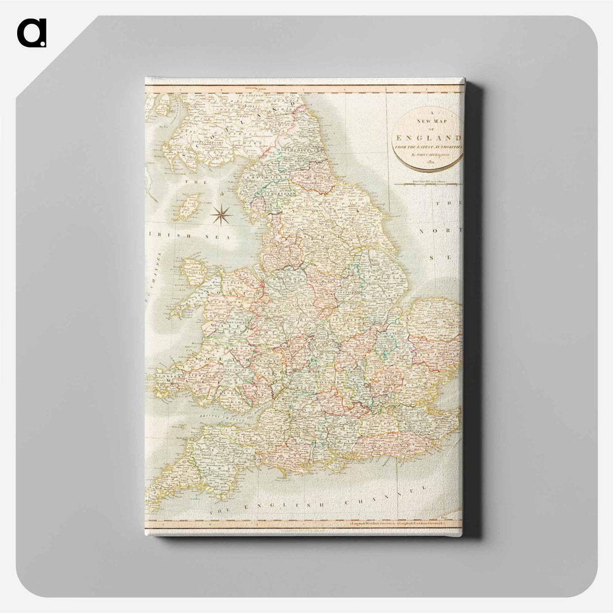 A new map of England - アンティーク地図 Canvas.