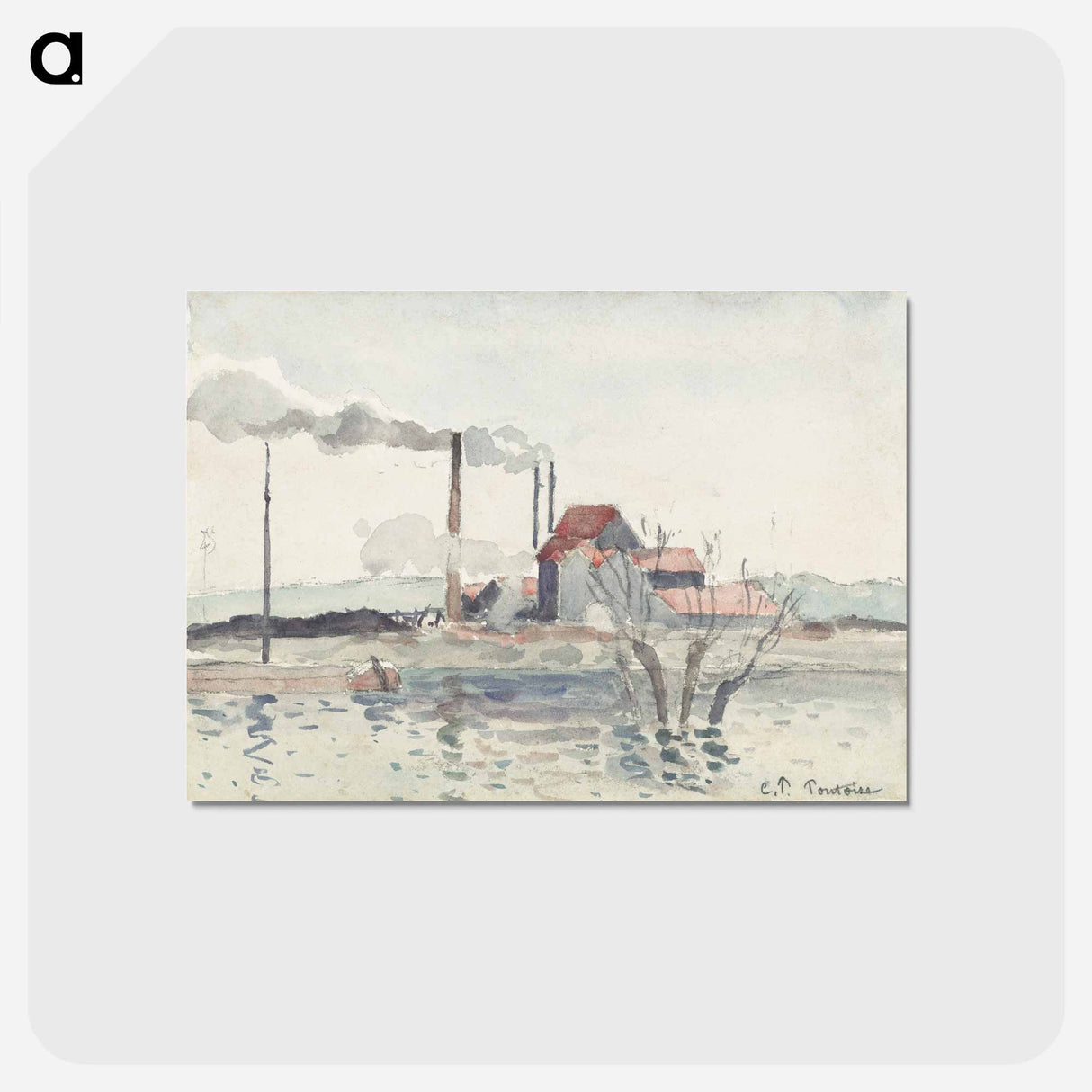 アートポストカード-Factory on the Oise at Pontoise - カミーユ ピサロ Postcard.