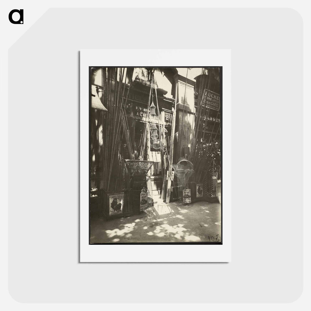 アートポストカード-Boutique de marchand d'articles de pêche, Quai de la Mégisserie
- ウジェーヌ アジェ Postcard.