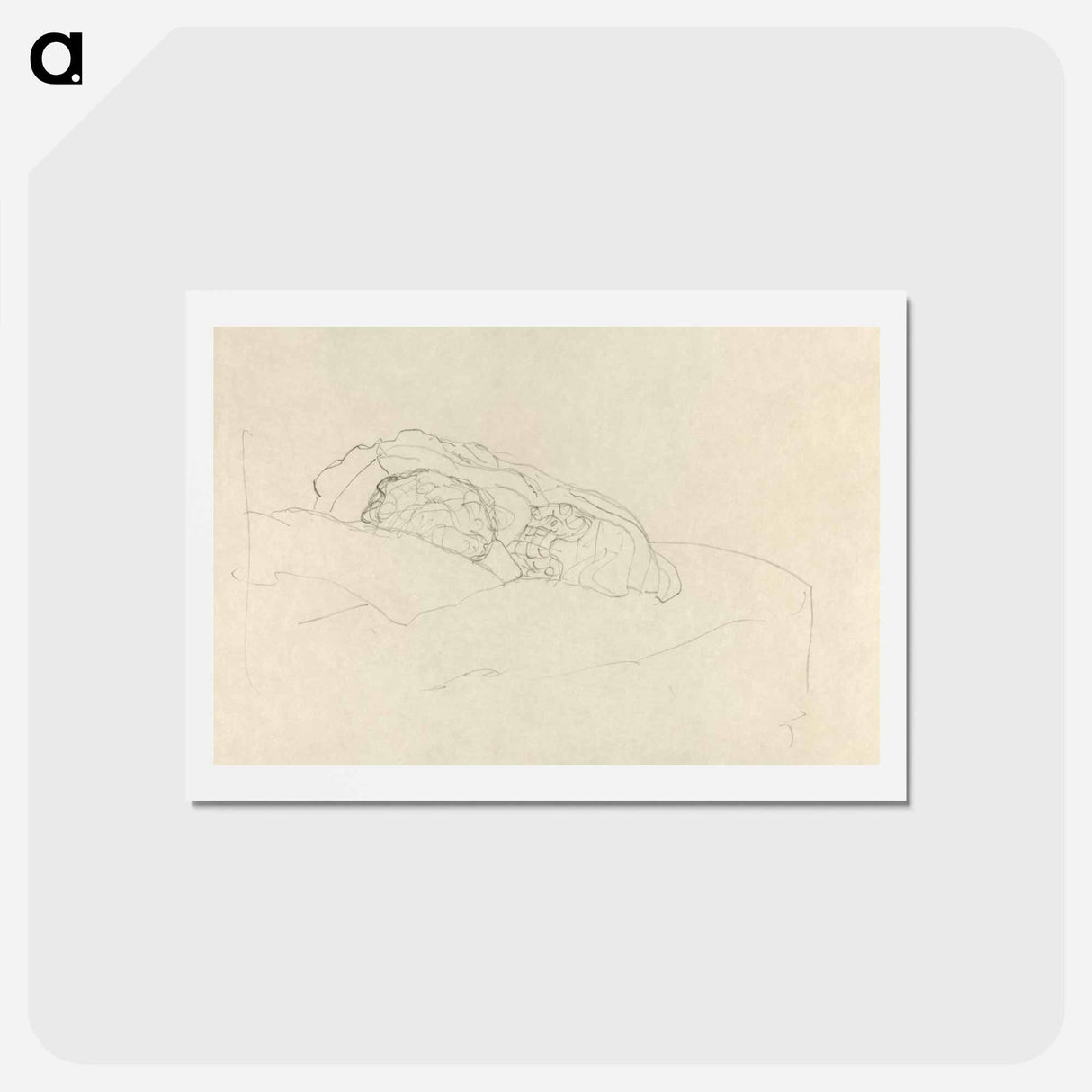 アートポストカード-Curled up Girl on Bed - グスタフ クリムト Postcard.