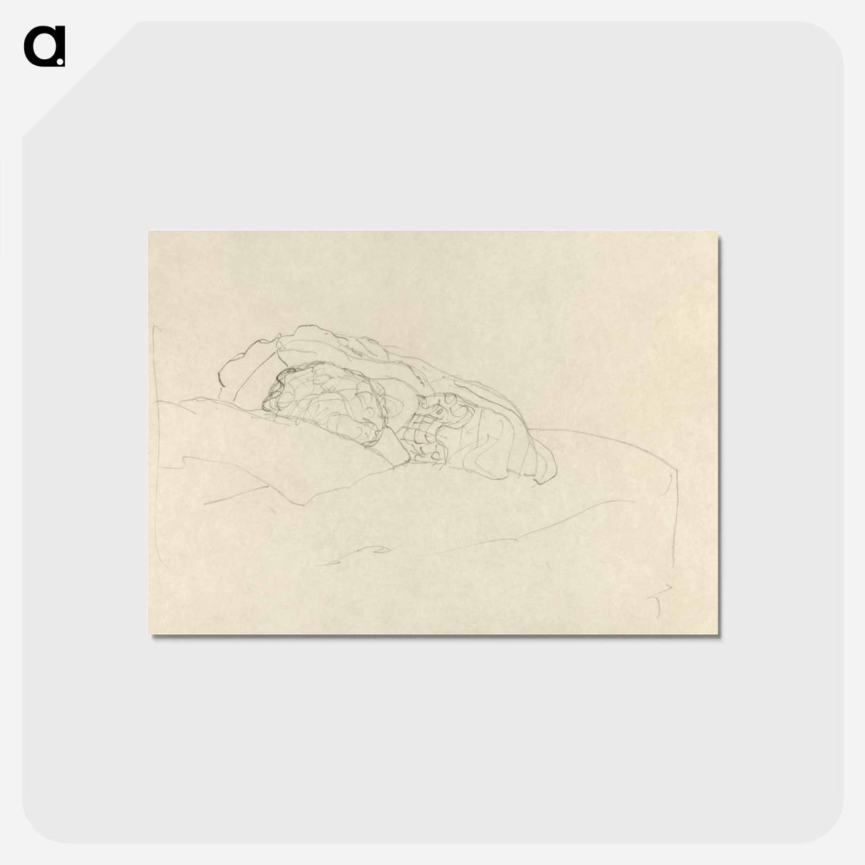 アートポストカード-Curled up Girl on Bed - グスタフ クリムト Postcard.