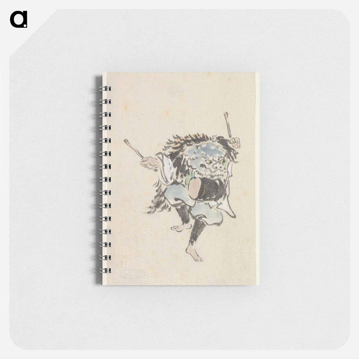 Danser met leeuwenmasker en trom - 歌川 国芳 Memo.