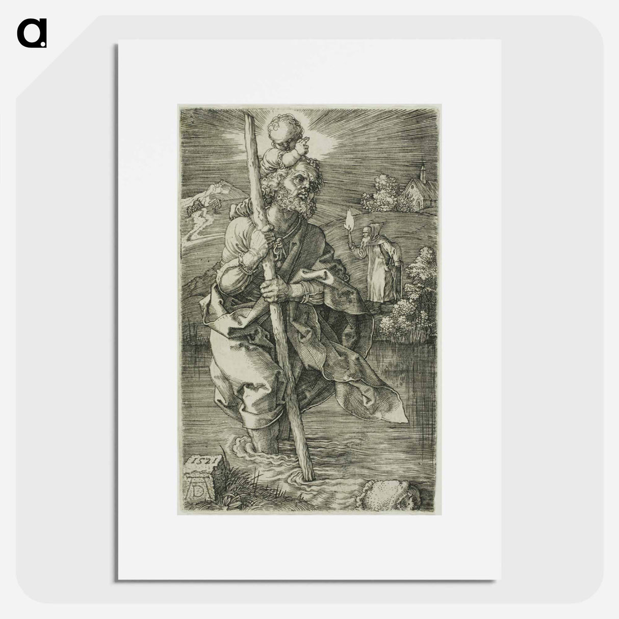 St. Christopher Facing to the Right - アルブレヒト デューラー Poster.