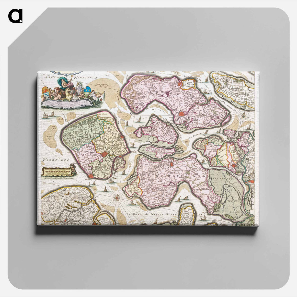 Kaart van Zeeland - アンティーク地図 Canvas.
