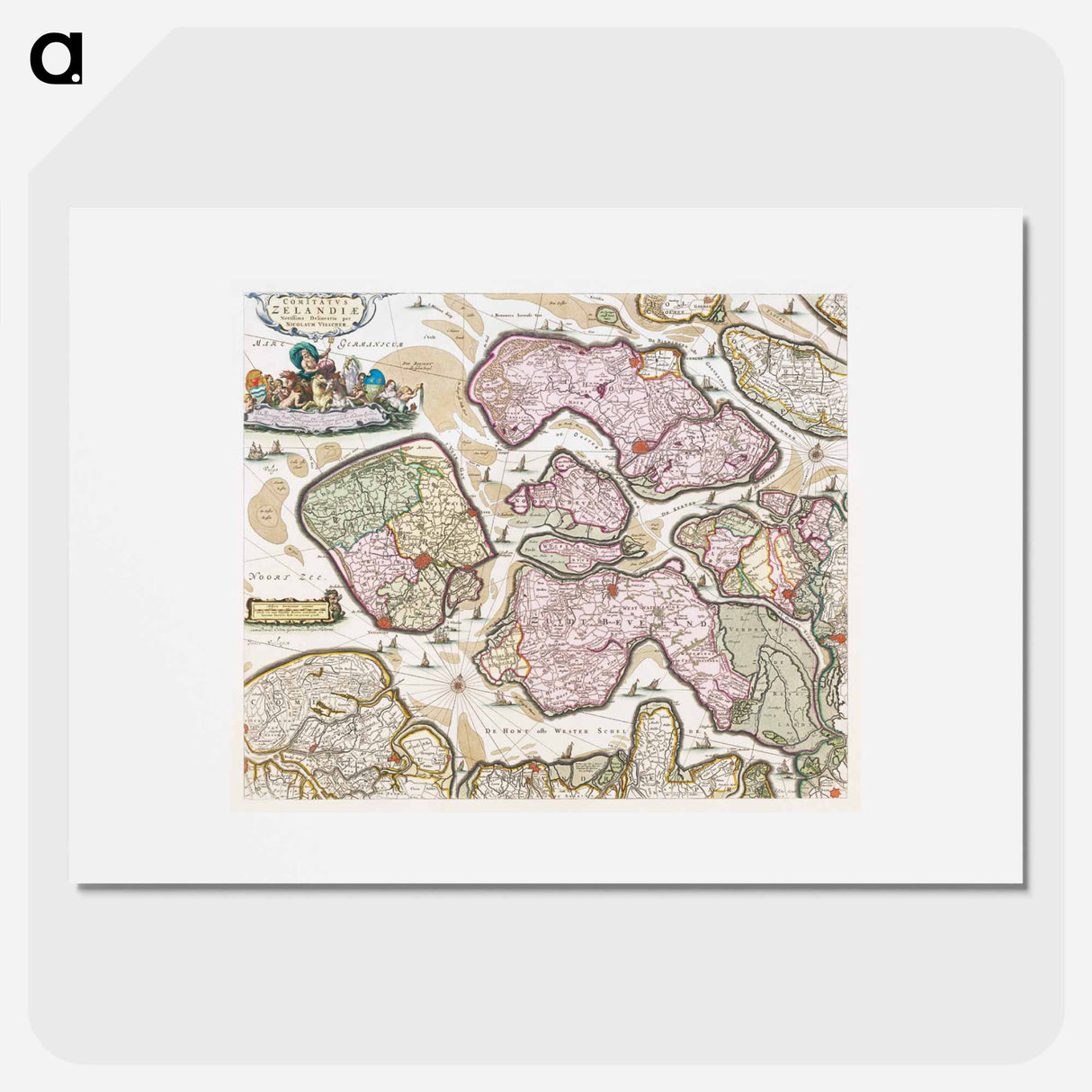 Kaart van Zeeland - アンティーク地図 Poster.