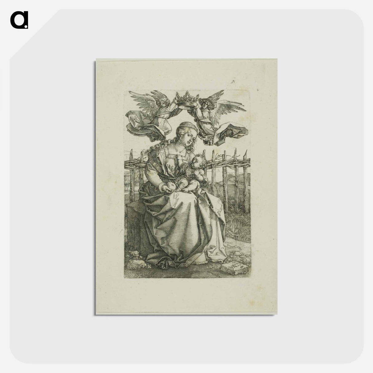 アートポストカード-Madonna Crowned by Two Angels - アルブレヒト デューラー Postcard.