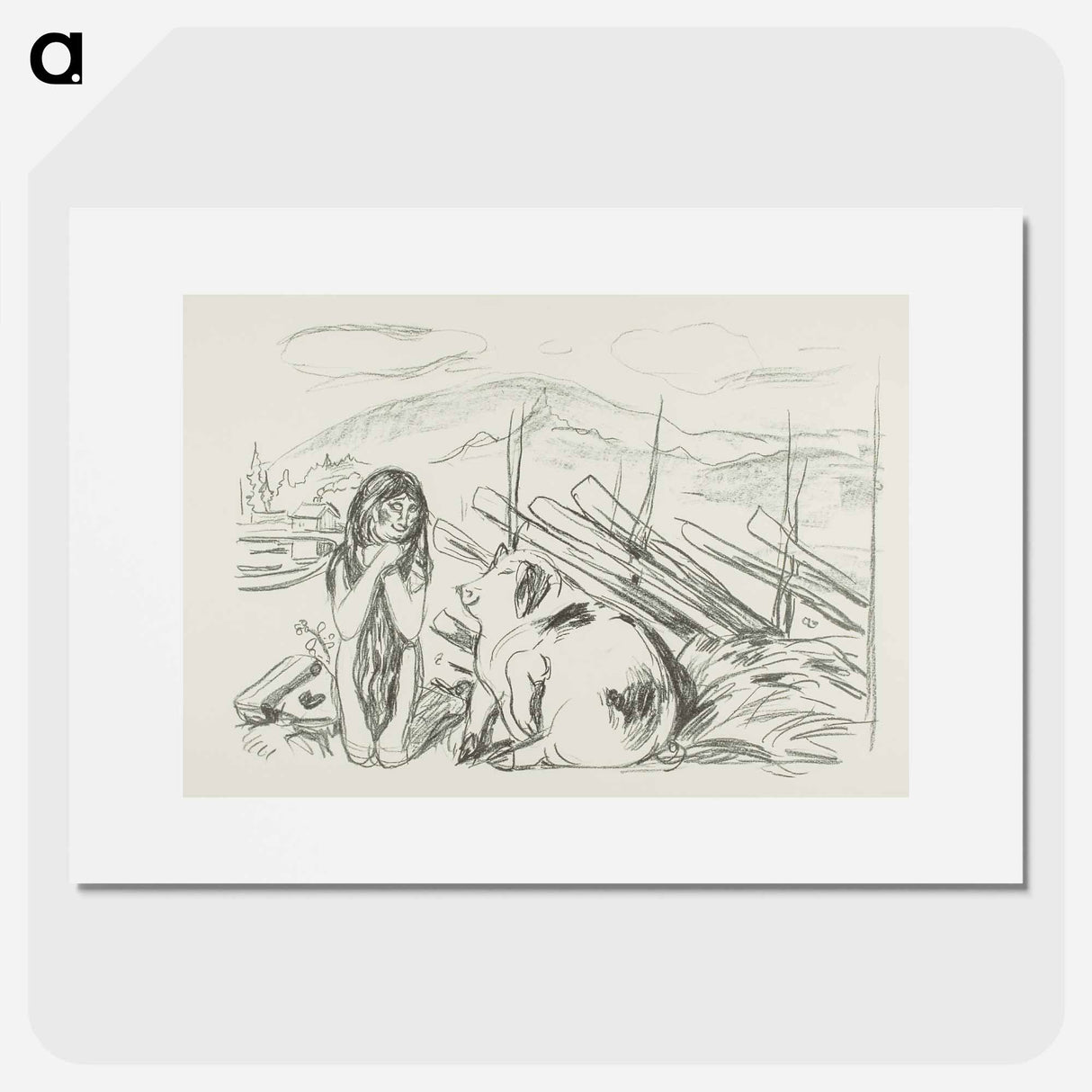 Omega and the Pig - エドヴァルド ムンク Poster.