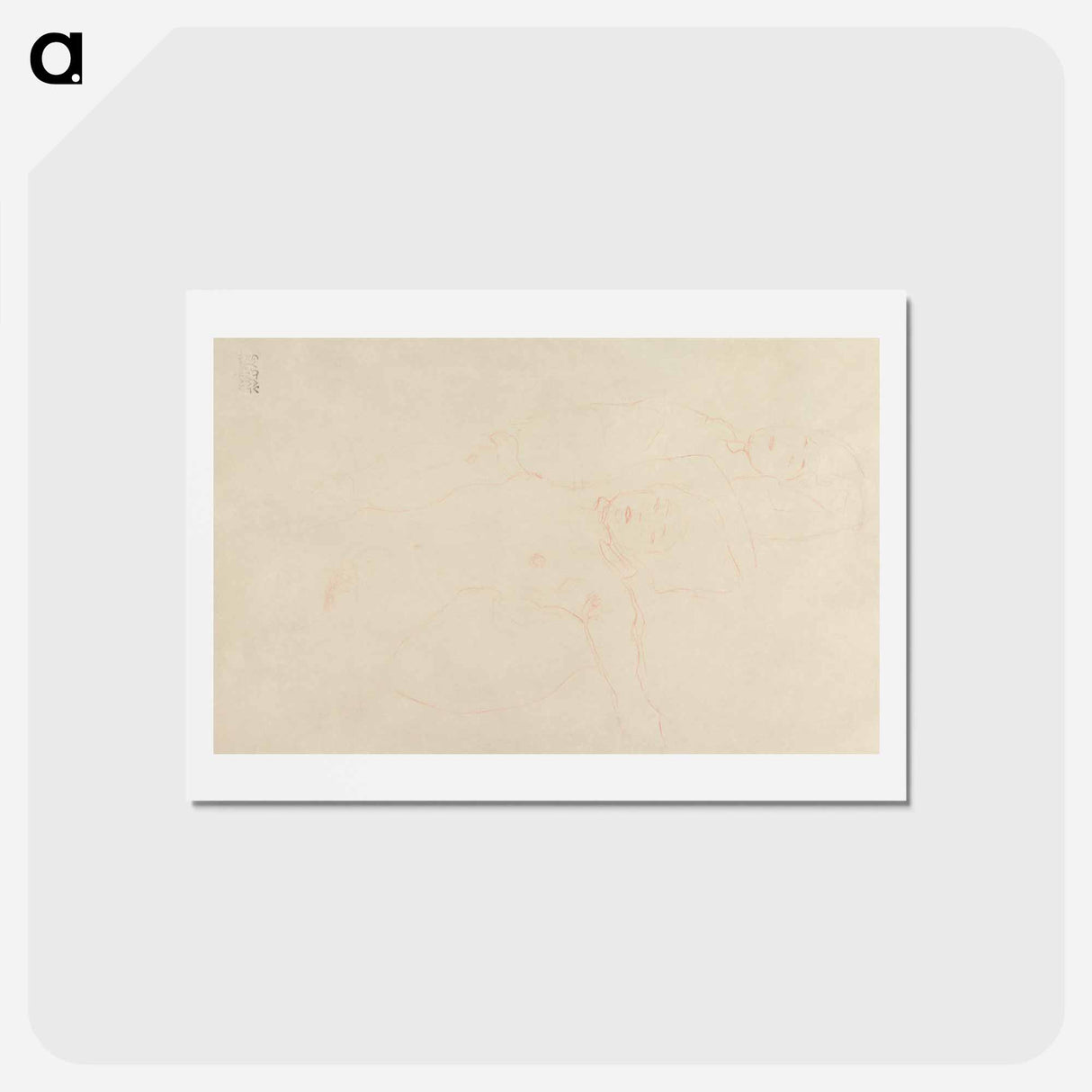 アートポストカード-Two Reclining Nudes - グスタフ クリムト Postcard.