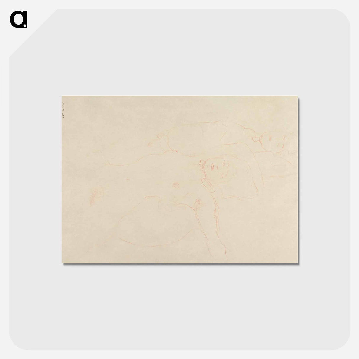 アートポストカード-Two Reclining Nudes - グスタフ クリムト Postcard.