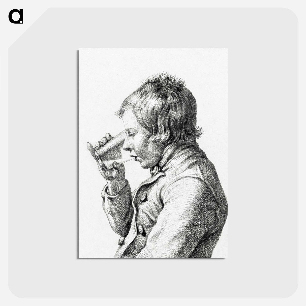アートポストカード-Boy, drinking from a glass - ジャン ベルナール Postcard.