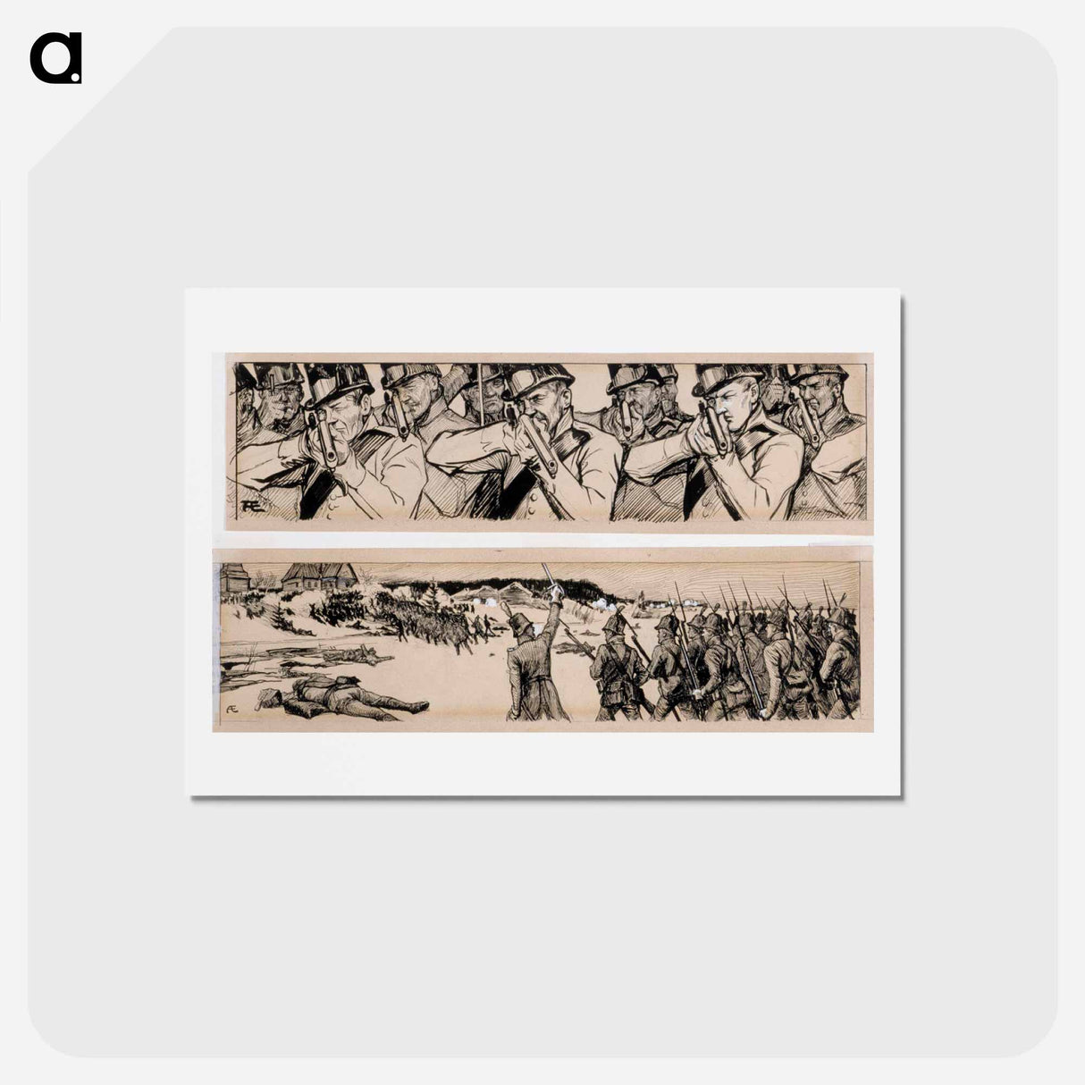 takaisin kääntyy joukot, pois jo käsketyt, ja hertzenkin jo ryntää vasten rantaa - アルバート エーデルフェルト Postcard.