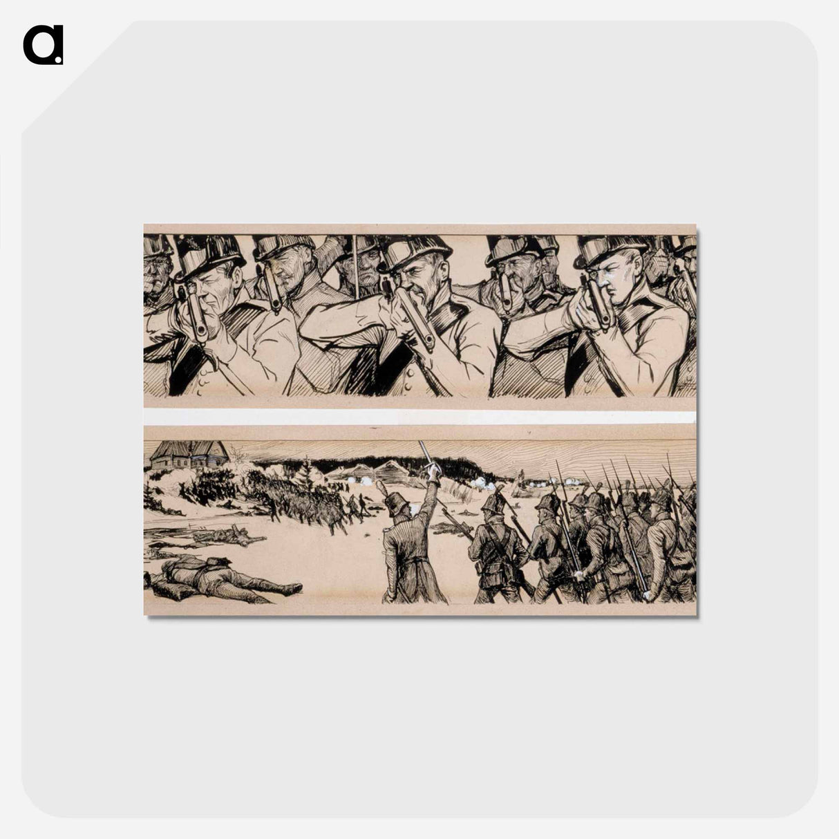 takaisin kääntyy joukot, pois jo käsketyt, ja hertzenkin jo ryntää vasten rantaa - アルバート エーデルフェルト Postcard.