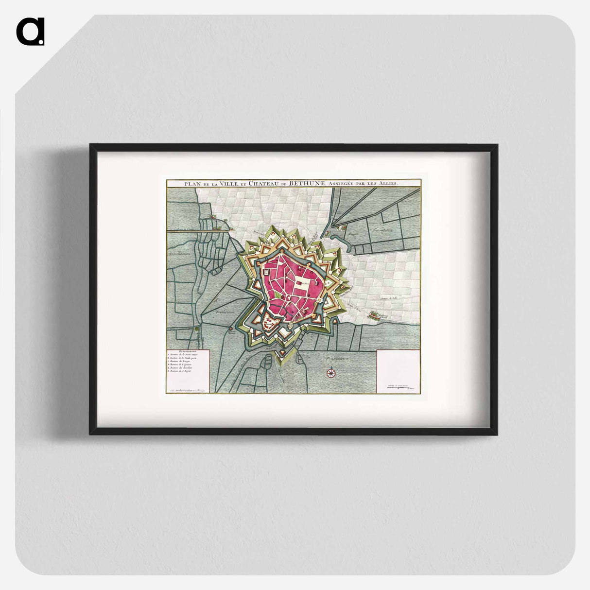 Plattegrond van Béthune - アンティーク地図 Poster.