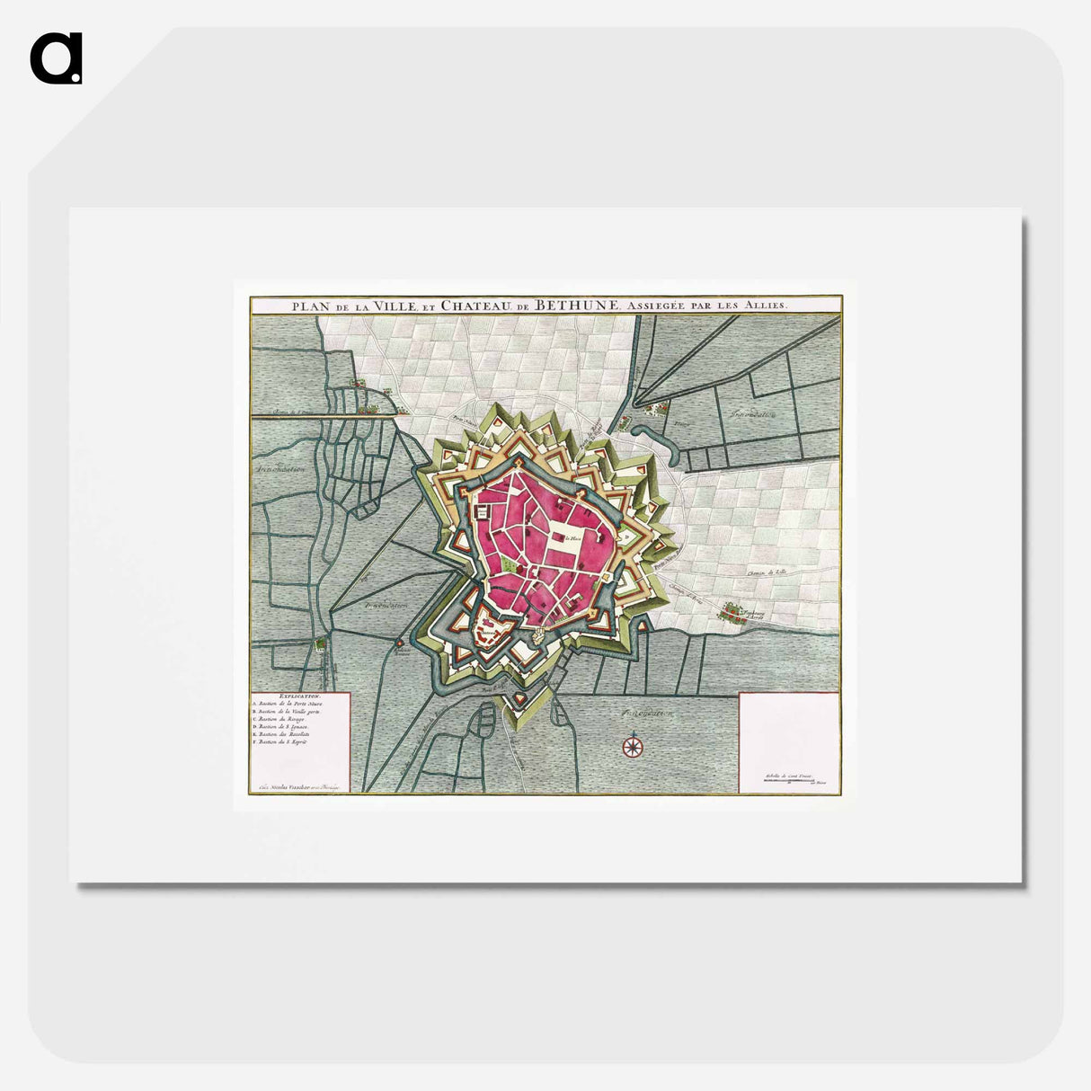 Plattegrond van Béthune - アンティーク地図 Poster.
