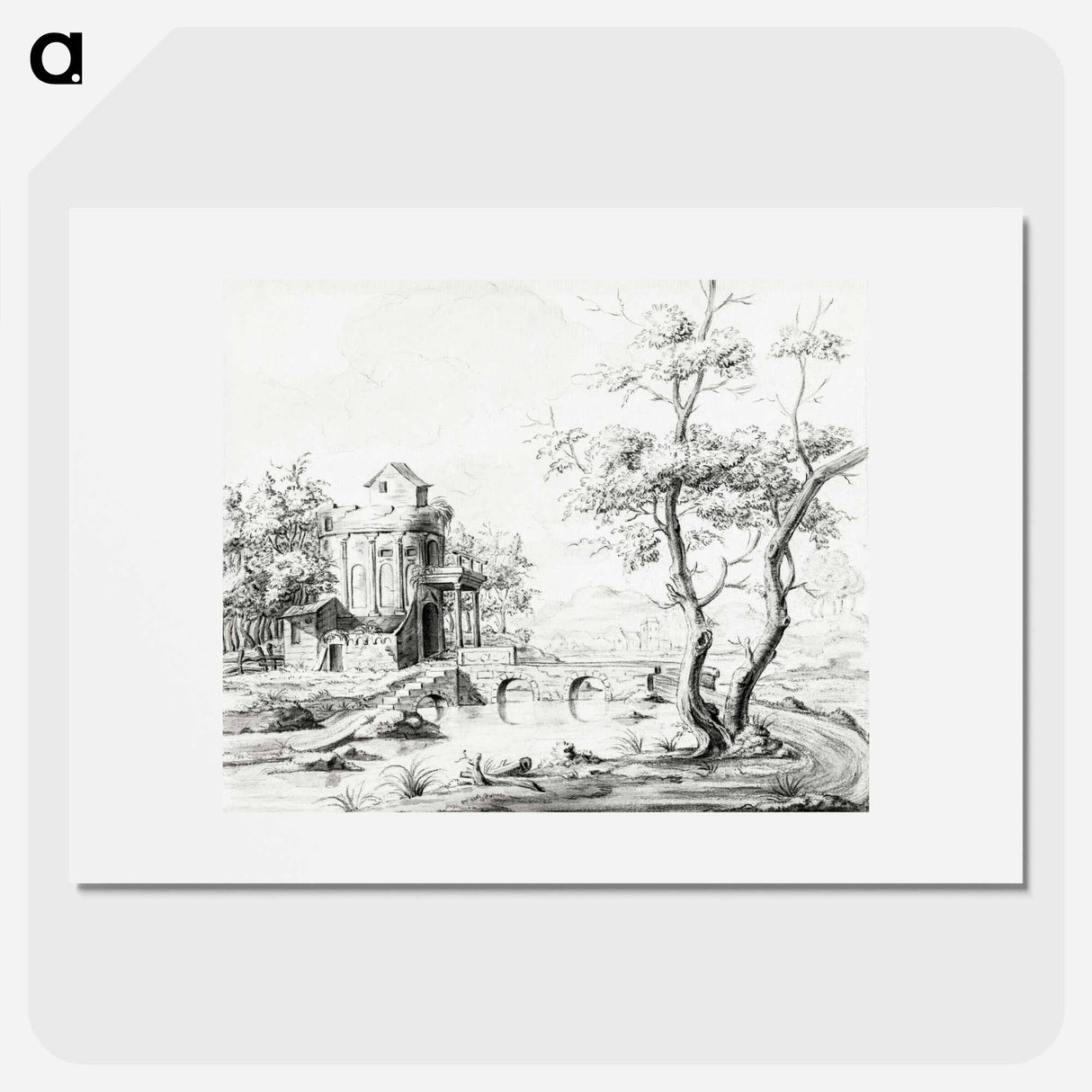 Landscape with fantastic ruin - ジャン ベルナール Poster.