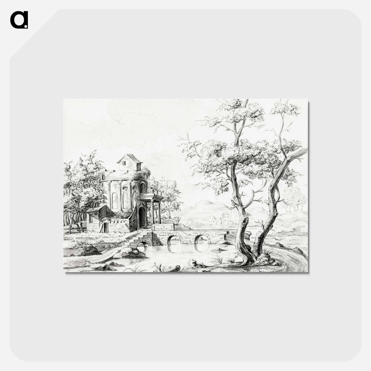 アートポストカード-Landscape with fantastic ruin - ジャン ベルナール Postcard.