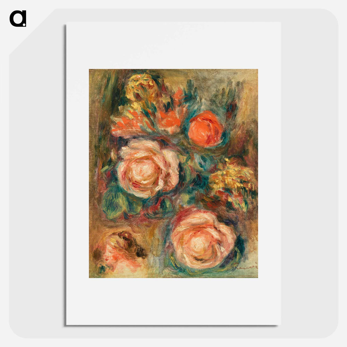 アートポスター-Bouquet of Roses - ピエール オーギュスト ルノワール Poster.