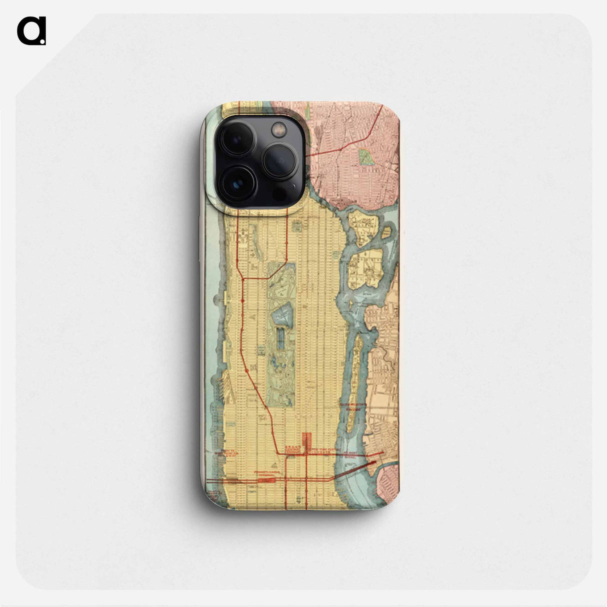 Rapid transit map of Manhattan and adjacent districts of New York City - アンティーク地図 Phone Case.