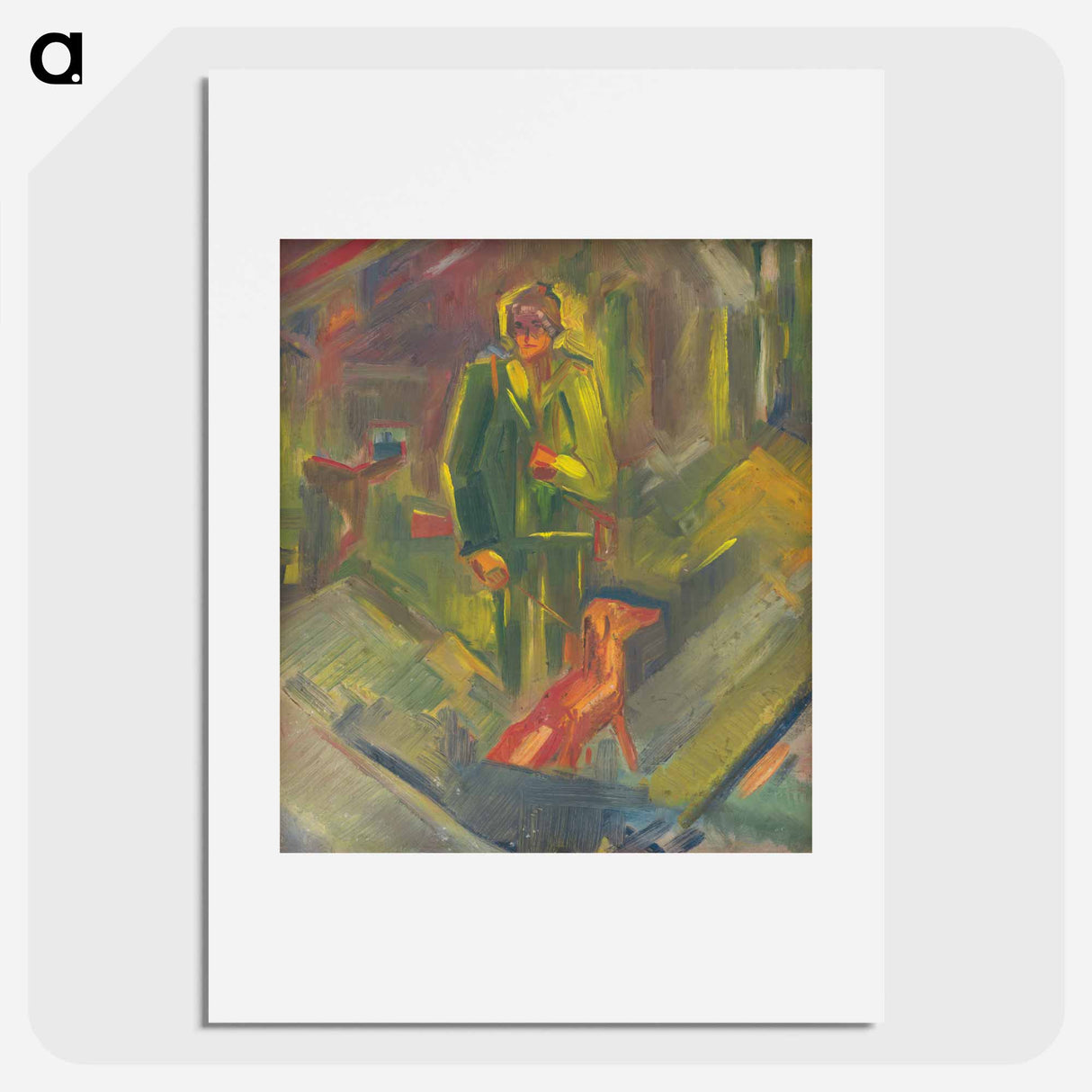 Standing hunter with a dog - アーノルド ピーター ワイズ クビンチャン Poster.