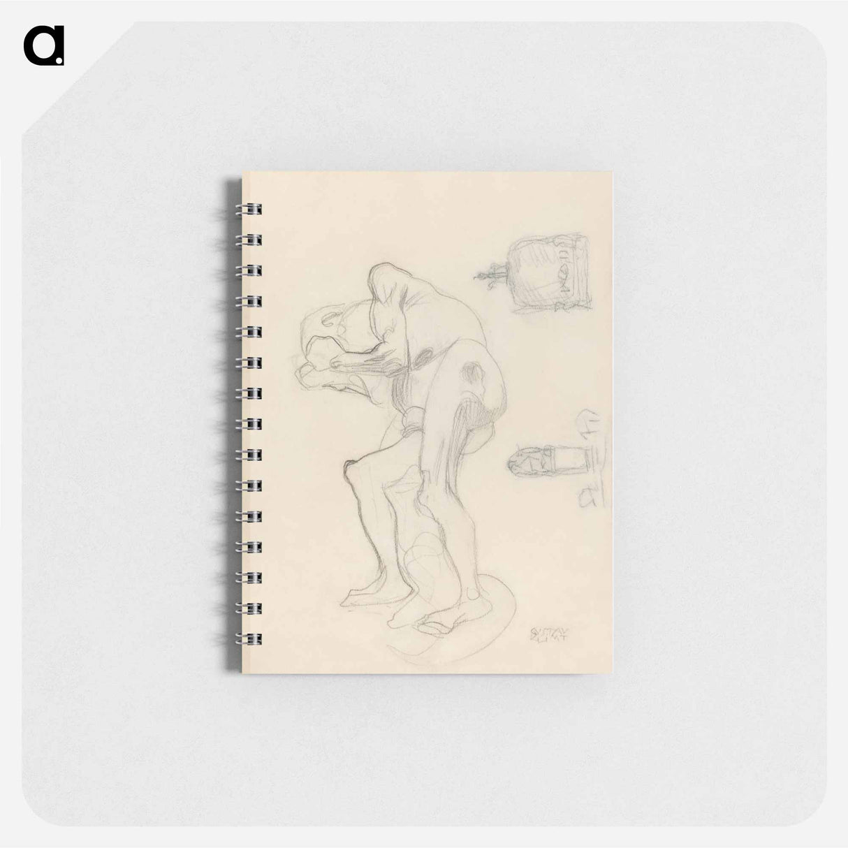 Study of a Nude Old Woman Clenching Her Fists, and Two Decorative Objects - グスタフ クリムト Memo.