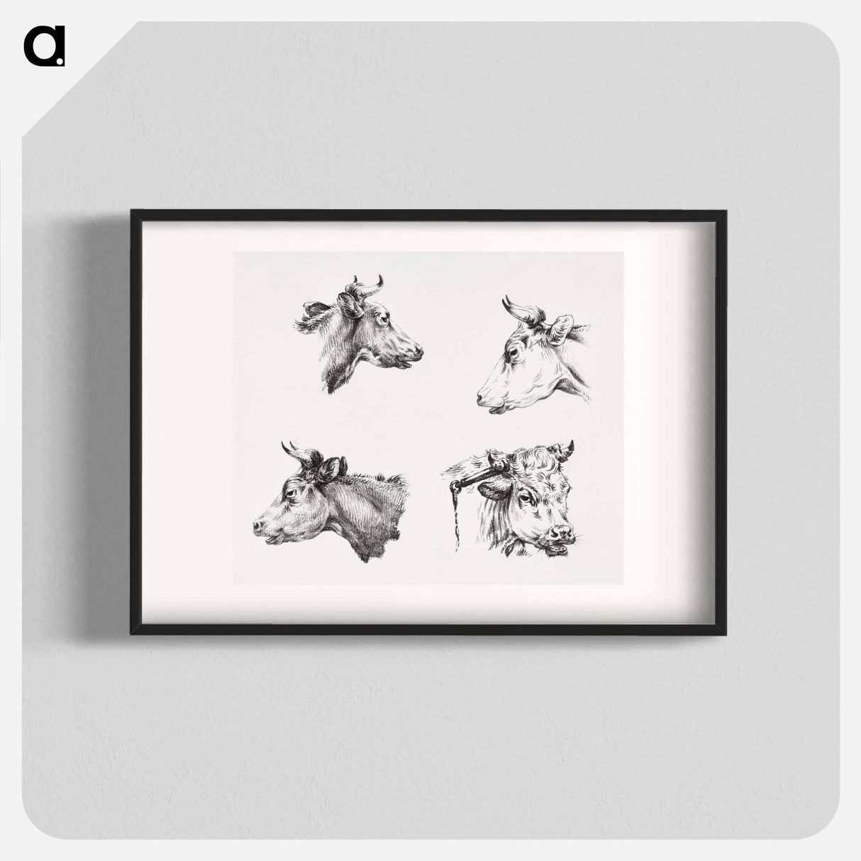 Four bull heads - ジャン ベルナール Poster.