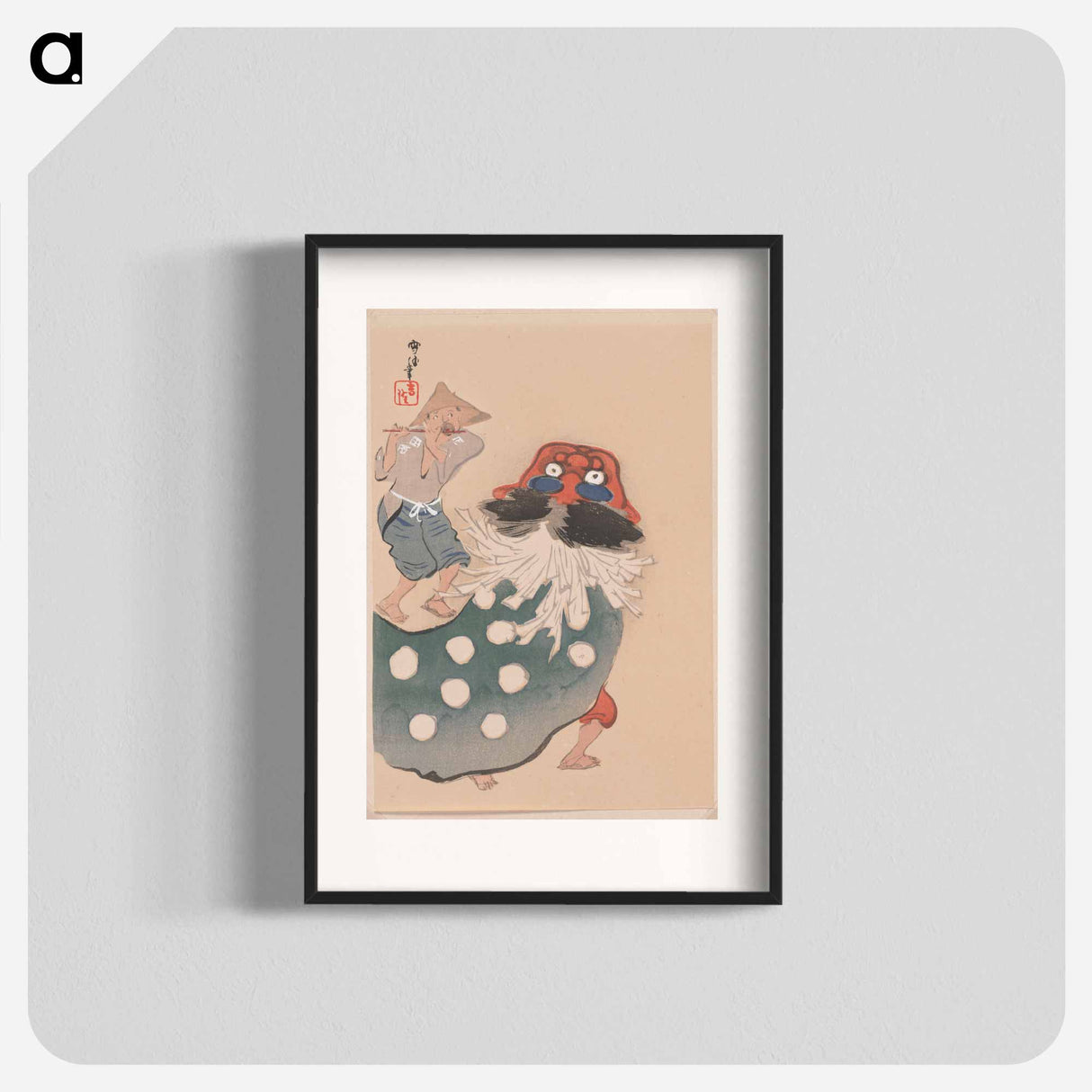 Lion dancer, one of four - 神坂 雪佳 Poster.