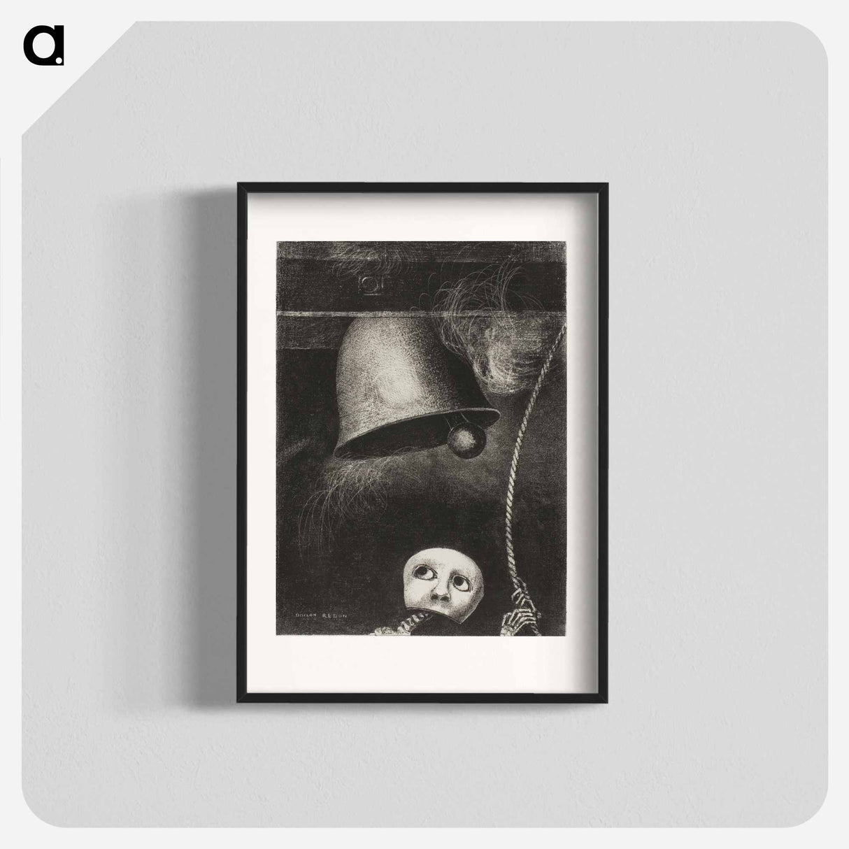 アートポスター-A Mask Sounds the Funeral Knell - オディロン ルドン Poster.