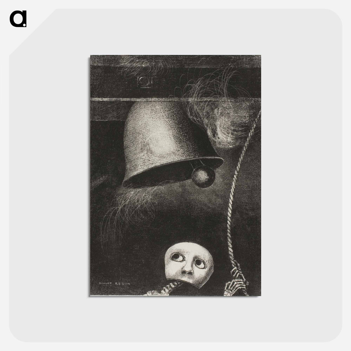 アートポストカード-A Mask Sounds the Funeral Knell - オディロン ルドン Postcard.