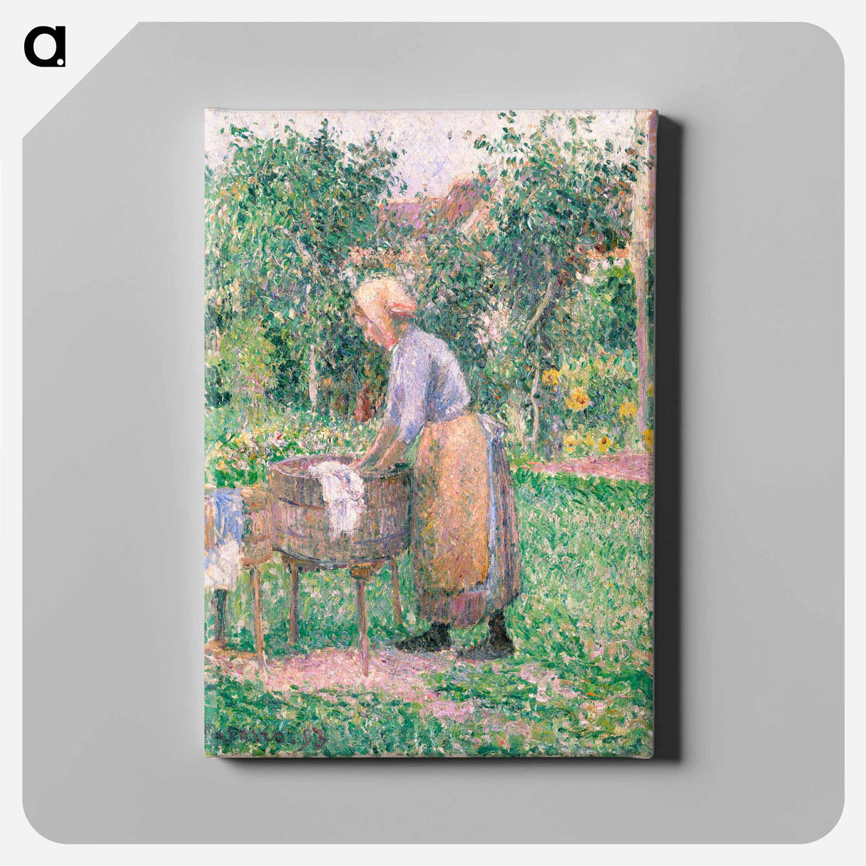 アートパネル-A Washerwoman at Éragny - カミーユ ピサロ Canvas.