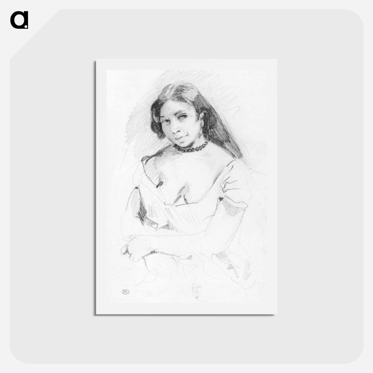 アートポストカード-Aspasia - ウジェーヌ ドラクロワ Postcard.