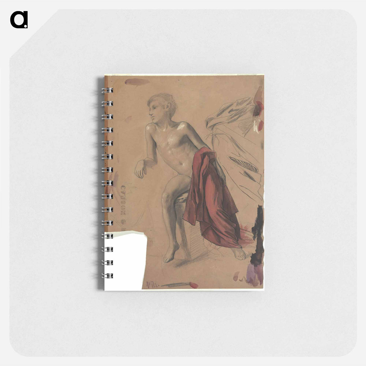 Boy nude with red drapery - グスタフ クリムト Memo.