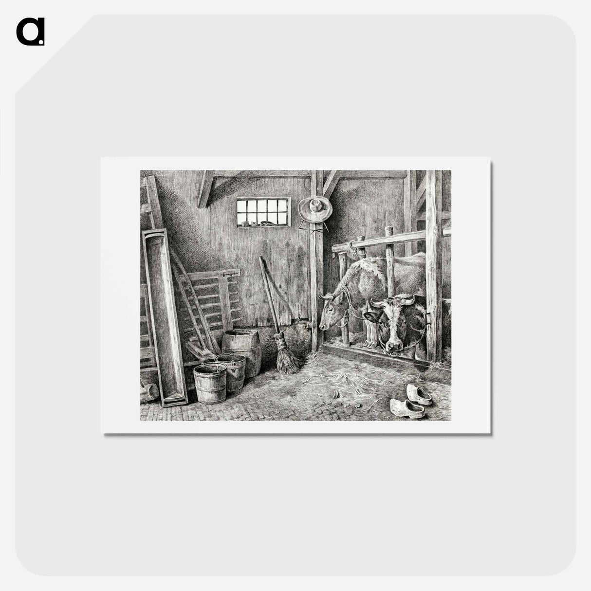 アートポストカード-Two cows - ジャン ベルナール Postcard.