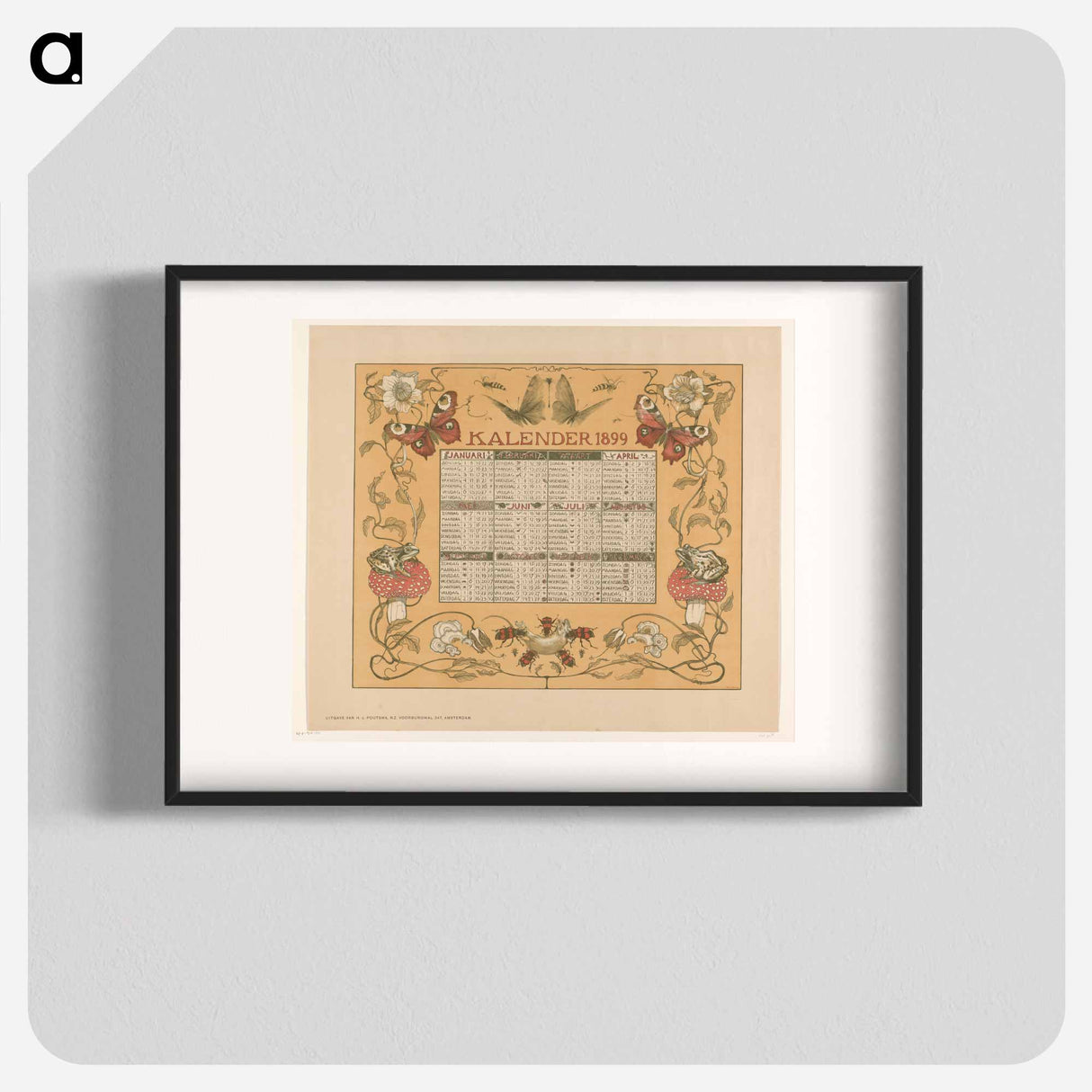 Calendar of the year 1899, with flying insects and spiders - Theo van Hoytema Poster.