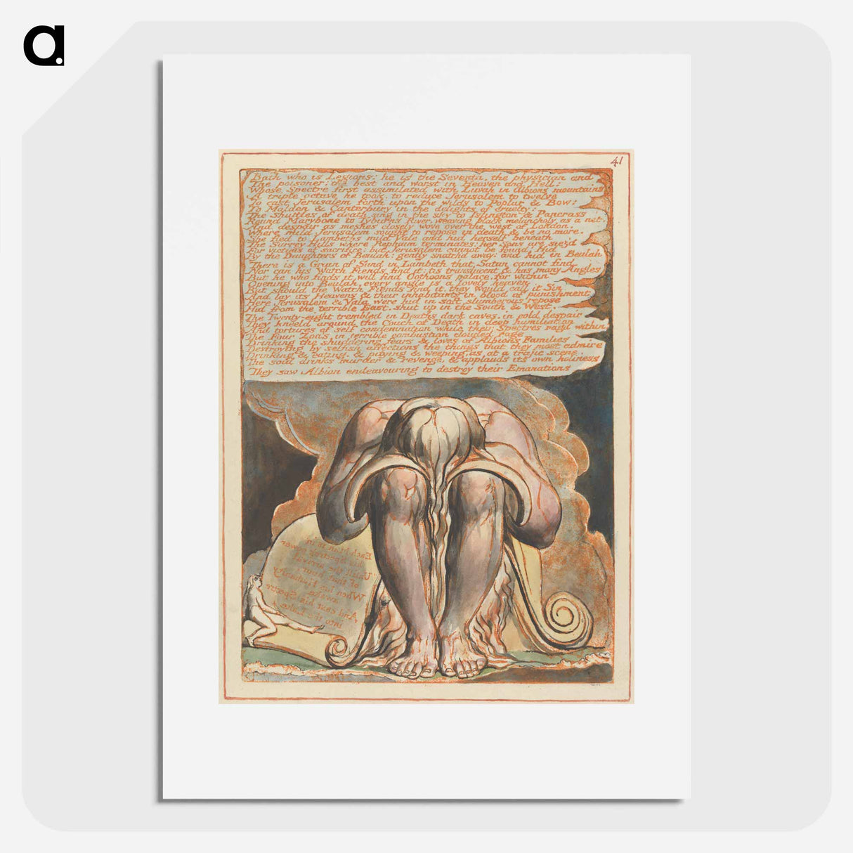 アートポスター-Jerusalem, Plate 41, "Bath who is Legions" - ウィリアム ブレイク Poster.