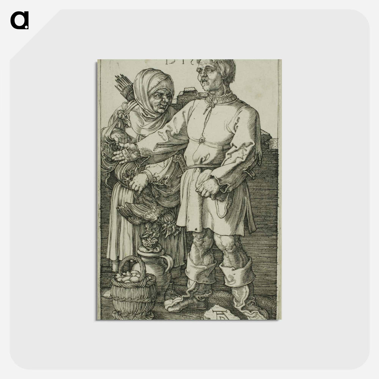 アートポストカード-The Peasant and His Wife at Market - アルブレヒト デューラー Postcard.