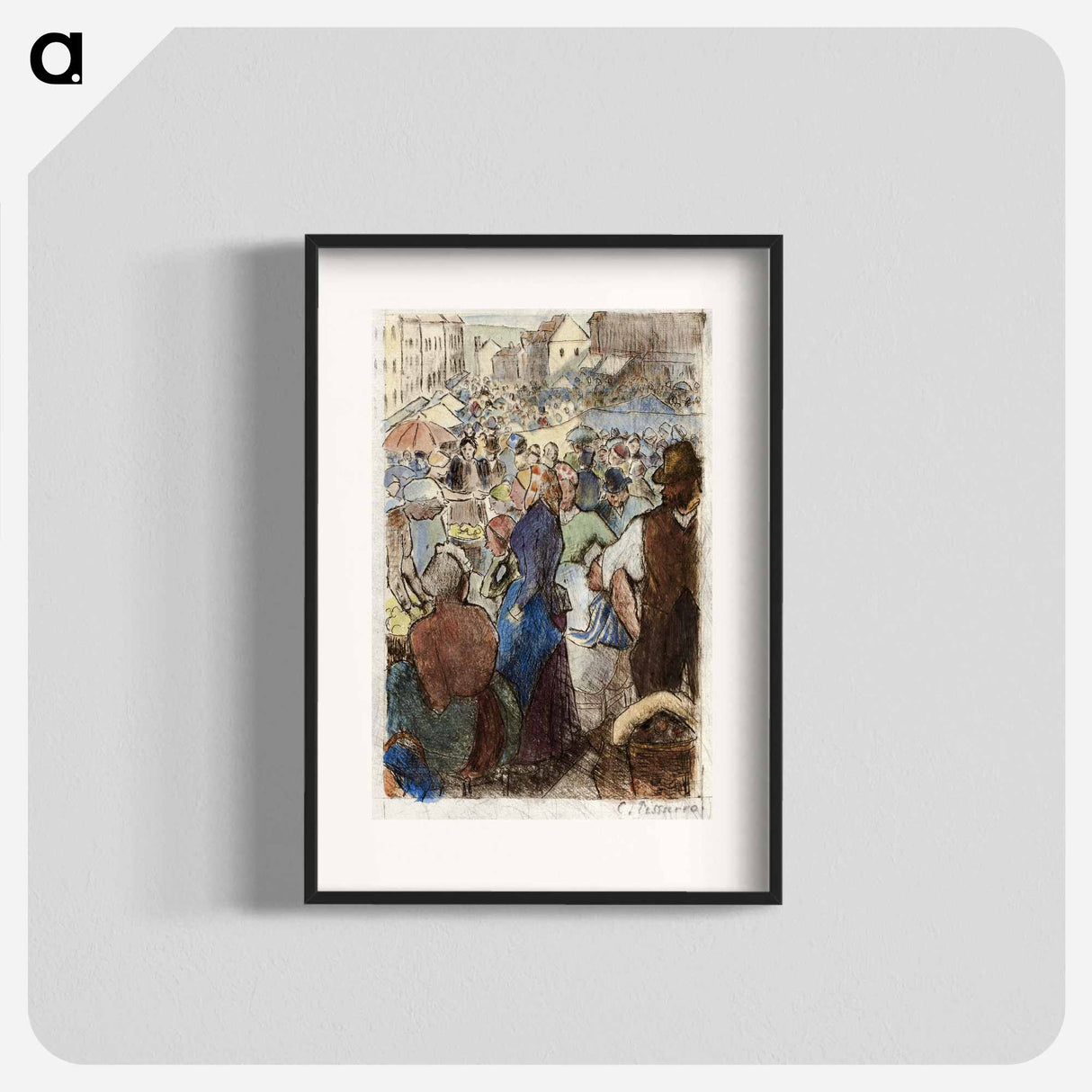 アートポスター-The Market at Gisors; Rue Cappeville - カミーユ ピサロ Poster.