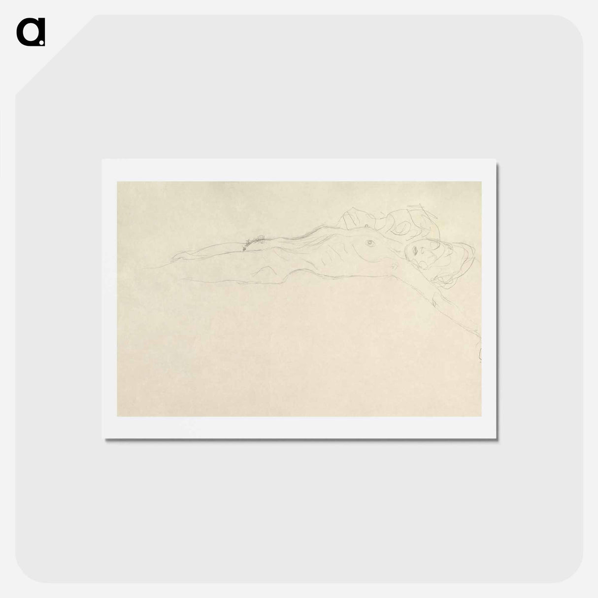 アートポストカード-Reclining Nude with Outstretched Left Arm - グスタフ クリムト Postcard.