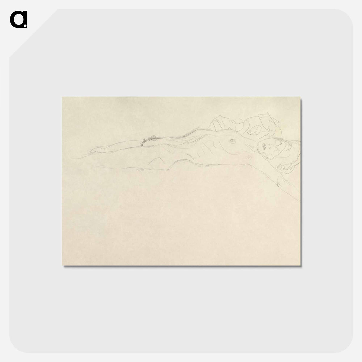 アートポストカード-Reclining Nude with Outstretched Left Arm - グスタフ クリムト Postcard.