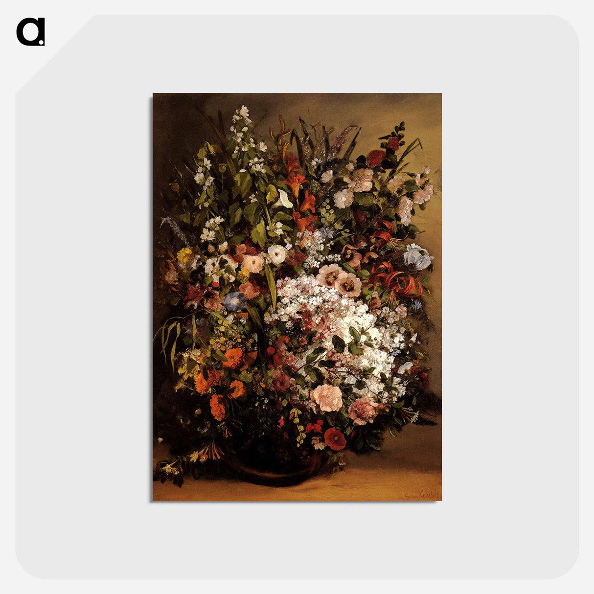 アートポストカード-Bouquet of Flowers - ギュスターヴ クールベ Postcard.