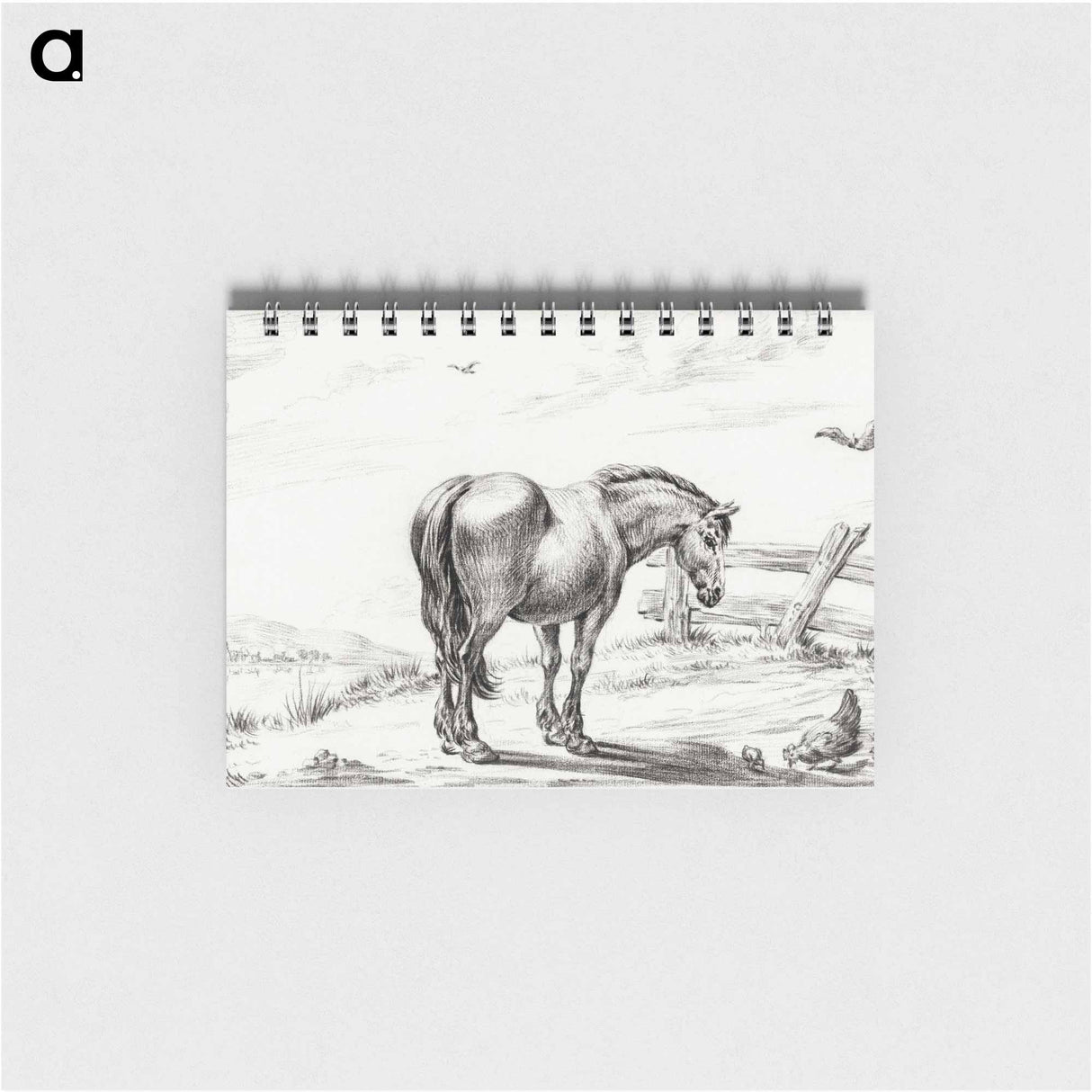 Standing horse at chicken with chicks - ジャン ベルナール Memo.